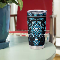 Blue Ngaru Taniko With Aotearoa Maori Tattoo Tumbler Cup