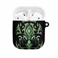 Green Ngaru Taniko With Aotearoa Maori Tattoo AirPods Case LT14 Green - Polynesian Pride