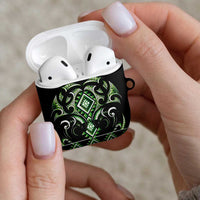 Green Ngaru Taniko With Aotearoa Maori Tattoo AirPods Case LT14 - Polynesian Pride