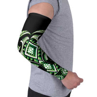 Green Ngaru Taniko With Aotearoa Maori Tattoo Arm Sleeves - Polynesian Pride