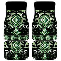 Green Ngaru Taniko With Aotearoa Maori Tattoo Car Mats