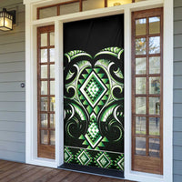 Green Ngaru Taniko With Aotearoa Maori Tattoo Door Cover - Polynesian Pride