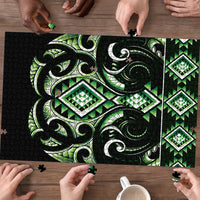 Green Ngaru Taniko With Aotearoa Maori Tattoo Puzzle - Polynesian Pride
