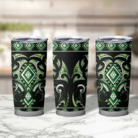 Green Ngaru Taniko With Aotearoa Maori Tattoo Tumbler Cup