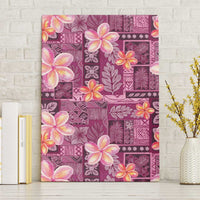 Pink Hawaii Plumeria With Tropical Flowers Motifs Canvas Wall Art