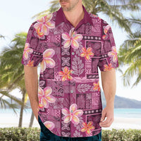 Pink Hawaii Plumeria With Tropical Flowers Motifs Hawaiian Shirt