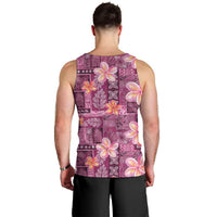 Pink Hawaii Plumeria With Tropical Flowers Motifs Men Tank Top