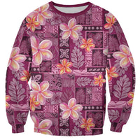 Pink Hawaii Plumeria With Tropical Flowers Motifs Sweatshirt LT14 Unisex Pink - Polynesian Pride