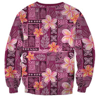 Pink Hawaii Plumeria With Tropical Flowers Motifs Sweatshirt LT14 - Polynesian Pride
