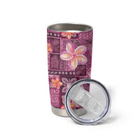 Pink Hawaii Plumeria With Tropical Flowers Motifs Tumbler Cup