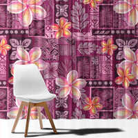 Pink Hawaii Plumeria With Tropical Flowers Motifs Window Curtain