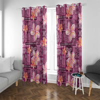 Pink Hawaii Plumeria With Tropical Flowers Motifs Window Curtain