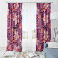 Pink Hawaii Plumeria With Tropical Flowers Motifs Window Curtain