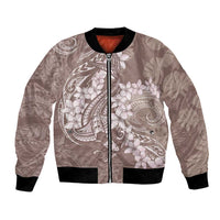 Polynesia Hammerhead Shark Tattoo With Plumeria Lei Bomber Jacket
