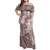Polynesia Hammerhead Shark Tattoo With Plumeria Lei Family Matching Off Shoulder Maxi Dress and Hawaiian Shirt