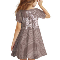 Polynesia Hammerhead Shark Tattoo With Plumeria Lei Kid Short Sleeve Dress LT14 - Polynesian Pride