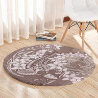 Polynesia Hammerhead Shark Tattoo With Plumeria Lei Round Carpet