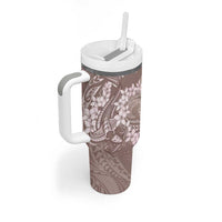 Polynesia Hammerhead Shark Tattoo With Plumeria Lei Tumbler With Handle