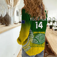 Personalised Cook Islands Rugby Women Casual Shirt Pacific Go The Kukis Gradient Style LT14 - Polynesian Pride