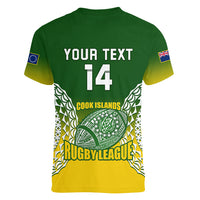 Personalised Cook Islands Rugby Women V Neck T Shirt Pacific Go The Kukis Gradient Style LT14 - Polynesian Pride