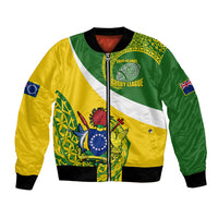 Personalised Cook Islands Rugby Bomber Jacket Pacific Go The Kukis Sporty Style LT14 Unisex Green - Polynesian Pride
