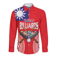Personalised Taiwan Billiards Long Sleeve Button Shirt Eight-ball Pool Polynesia Tattoo - Polynesian Pride