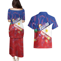 Personalised Philippines Billiards Couples Matching Puletasi and Hawaiian Shirt Cue With Balls Flag Style - Polynesian Pride