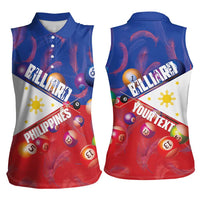 Personalised Philippines Billiards Women Sleeveless Polo Shirt Cue With Balls Flag Style - Polynesian Pride