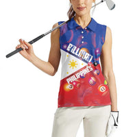 Personalised Philippines Billiards Women Sleeveless Polo Shirt Cue With Balls Flag Style - Polynesian Pride