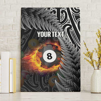 Personalised New Zealand Billiards Canvas Wall Art Maori Fern On Fire 8 Ball - Polynesian Pride