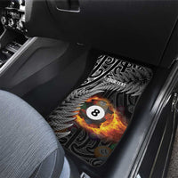 Personalised New Zealand Billiards Car Mats Maori Fern On Fire 8 Ball - Polynesian Pride