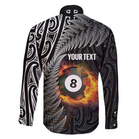 Personalised New Zealand Billiards Family Matching Tank Maxi Dress and Hawaiian Shirt Maori Fern On Fire 8 Ball - Polynesian Pride