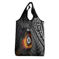 Personalised New Zealand Billiards Grocery Bag Maori Fern On Fire 8 Ball - Polynesian Pride