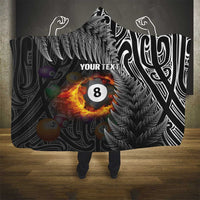 Personalised New Zealand Billiards Hooded Blanket Maori Fern On Fire 8 Ball - Polynesian Pride
