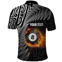 Personalised New Zealand Billiards Polo Shirt Maori Fern On Fire 8 Ball - Polynesian Pride