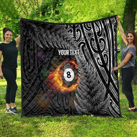 Personalised New Zealand Billiards Quilt Maori Fern On Fire 8 Ball - Polynesian Pride