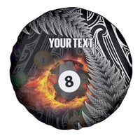 Personalised New Zealand Billiards Spare Tire Cover Maori Fern On Fire 8 Ball - Polynesian Pride