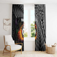 Personalised New Zealand Billiards Window Curtain Maori Fern On Fire 8 Ball - Polynesian Pride
