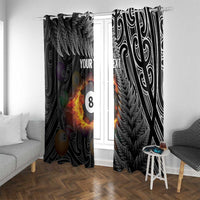 Personalised New Zealand Billiards Window Curtain Maori Fern On Fire 8 Ball - Polynesian Pride