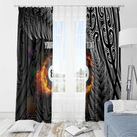 Personalised New Zealand Billiards Window Curtain Maori Fern On Fire 8 Ball - Polynesian Pride