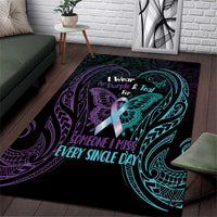 Suicide Awareness Memorial Area Rug I Wear Purple and Teal For Someone I Miss - Polynesian Pride