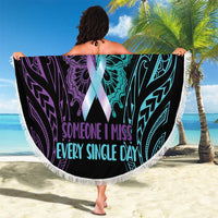 Suicide Awareness Memorial Beach Blanket I Wear Purple and Teal For Someone I Miss - Polynesian Pride