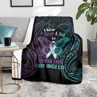 Suicide Awareness Memorial Blanket I Wear Purple and Teal For Someone I Miss - Polynesian Pride