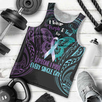 Suicide Awareness Memorial Men Tank Top I Wear Purple and Teal For Someone I Miss - Polynesian Pride