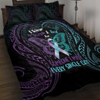 Suicide Awareness Memorial Quilt Bed Set I Wear Purple and Teal For Someone I Miss - Polynesian Pride