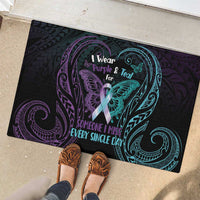 Suicide Awareness Memorial Rubber Doormat I Wear Purple and Teal For Someone I Miss - Polynesian Pride