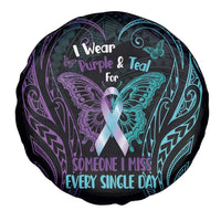 Suicide Awareness Memorial Spare Tire Cover I Wear Purple and Teal For Someone I Miss - Polynesian Pride
