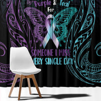 Suicide Awareness Memorial Window Curtain I Wear Purple and Teal For Someone I Miss - Polynesian Pride