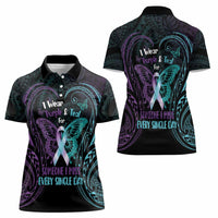 Suicide Awareness Memorial Women Polo Shirt I Wear Purple and Teal For Someone I Miss - Polynesian Pride