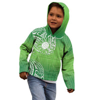 Polynesia Depression Awareness Kid Hoodie Sunflower Green Ribbons Polynesian Tattoo